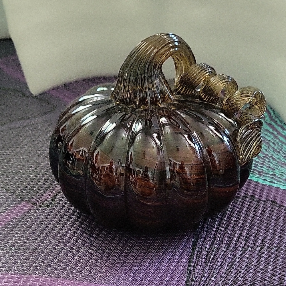 Pier 1 Black Glass Pumpkin Decor
